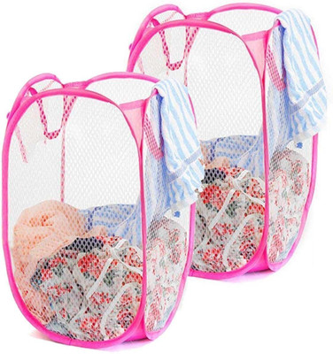 Kitchwish 45 L Pink Laundry Basket(Nylon)