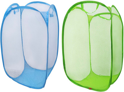 Kitchwish 45 L Light Blue, Green Laundry Basket(Nylon)