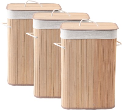 KUBER INDUSTRIES 72 L Brown Laundry Basket(Bamboo)