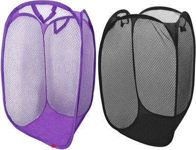 Kitchwish 45 L Purple, Black Laundry Basket(Nylon)