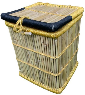 Craferia Export 30 L Black, Gold Laundry Stool/Storage(Bamboo)