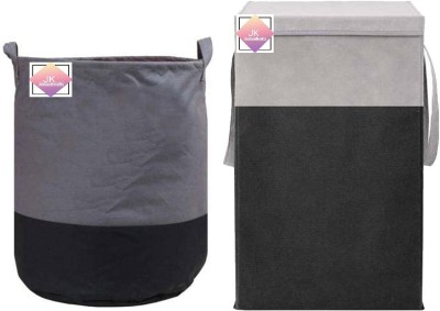 JustandKrafts 75 L Grey, Black Laundry Basket(Non Woven)