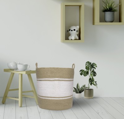 ASTRID 20 L Beige, White Laundry Basket(Jute)