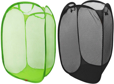 Kitchwish 45 L Green, Black Laundry Basket(Nylon)