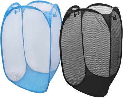 Kitchwish 45 L Light Blue, Black Laundry Basket(Nylon)