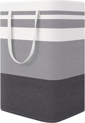 HOUSE OF QUIRK 75 L Black, White, Grey Laundry Basket(Cotton)