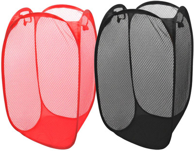 Kitchwish 45 L Red, Black Laundry Basket(Nylon)