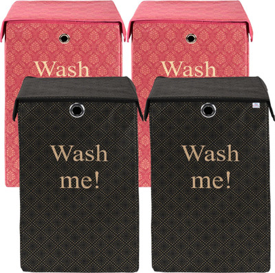 Heart Home 75 L Black, Maroon Laundry Basket(Cotton)