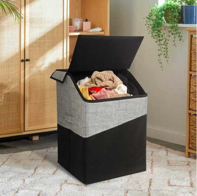 Camron Craft 75 L Grey, Black Laundry Basket(Non Woven)