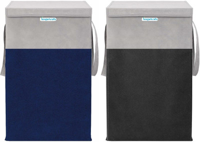 SengarKrafts 75 L Blue, Black Laundry Basket(Non-Woven)