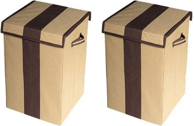 ZENCRAFT 75 L Beige, Brown Laundry Basket(Non Woven)