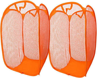 Kitchwish 45 L Orange Laundry Basket(Nylon)