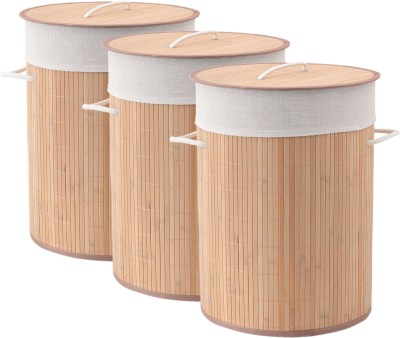 KUBER INDUSTRIES 61 L Brown Laundry Basket(Bamboo)