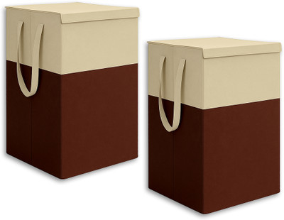 THAILIWALE 78 L Beige, Brown Laundry Basket(Non-Woven)