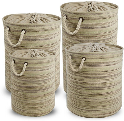 HOME VIBES 90 L Beige Laundry Basket(Canvas)