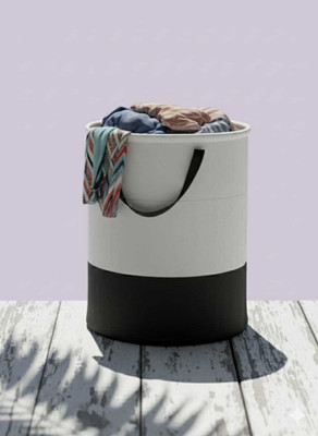 TheTrendyTailor 45 L Grey, Black Laundry Bag(Jute)