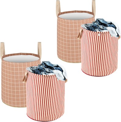 HOMESTIC 60 L Maroon, Brown Laundry Basket(Cotton)