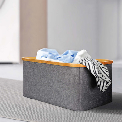 anko 5 L Black Laundry Basket(Polyester)