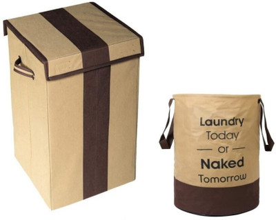 SH NASIMA 70 L Beige, Brown Laundry Basket(Non-Woven)