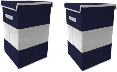 crafty craft 68 L Blue, White Laundry Basket(Non-Woven)