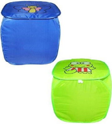 S M CREATION 100 L Blue, Green Laundry Basket(Polyester)