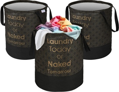 Heart Home 45 L Black, Gold Laundry Basket(Non Woven)