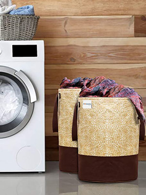 HOMESTIC by Kuber Industries 45 L Brown Laundry Basket(Canvas)