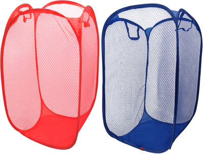 Kitchwish 45 L Red, Blue Laundry Basket(Nylon)
