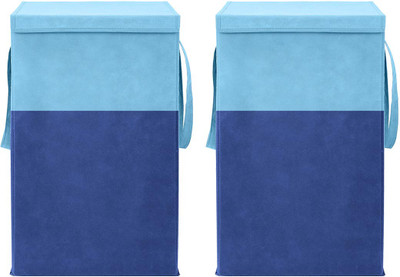THAILIWALE 75 L Light Blue, Dark Blue Laundry Basket(Non-Woven)