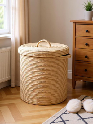 SIYA TEXTILES 40 L Brown Laundry Basket(Cotton)