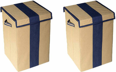 Tiarakrafts 70 L Brown, Blue Laundry Basket(Non-Woven)