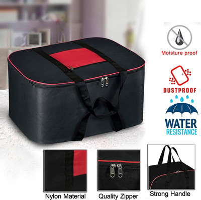 AgrohA Garment Cover 05 Non Woven Bag for Clothes, Blankets & Sarees Zipper Closure, Large Capacity, Dustproof & Foldable Organizer(Red Black)