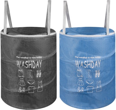 KUBER INDUSTRIES 45 L Blue, Grey Laundry Basket(Jute)