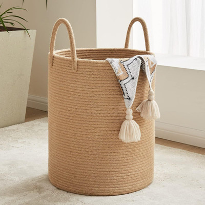 Bylal 40 L Beige Laundry Basket(Cotton)