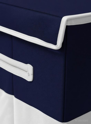 IMCREATIONS 75 L Blue, White Laundry Basket(Non Woven)