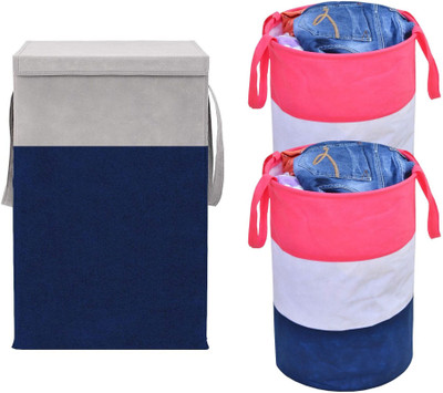 SH NASIMA 75 L Blue, Pink Laundry Basket(Non-Woven)