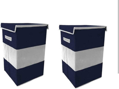 Ryboa Haima 70 L Dark Blue, Grey Laundry Basket(Non-Woven)