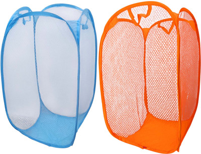 Kitchwish 45 L Light Blue, Orange Laundry Basket(Nylon)