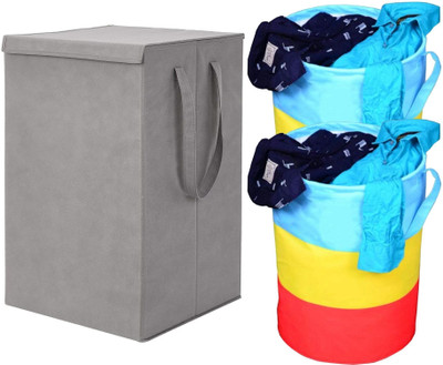 SH NASIMA 75 L Grey, Multicolor Laundry Basket(Non-Woven)