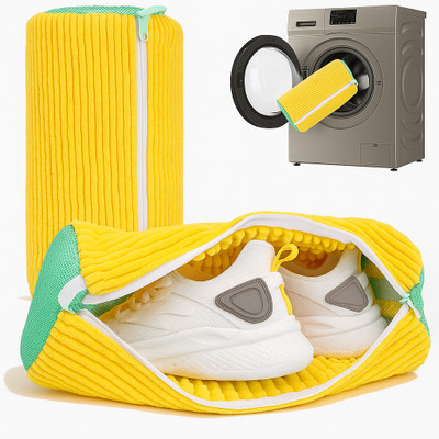 NUVIO Shoe Washing Machine Bag, Laundry Shoe Bag for Washer and Dryer Laundry Trolley(Yellow)