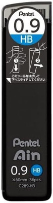 Ain Pentel Mechanical Pencil Refill, 0.9 Lead Diameter, Hardness HB C289-HB Lead Pointer(For Lead Size 0.9 mm)