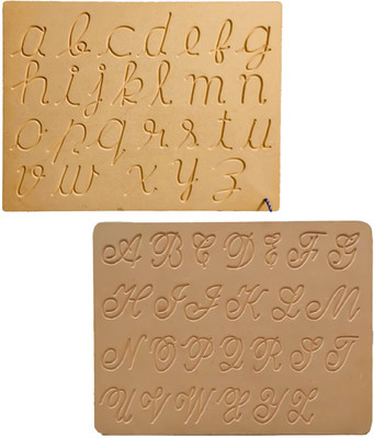 REWASHREE CRAFT WORLD Capital Cursive & Small Cursive Wooden Tracing Board with Pencil for Kids(Brown)