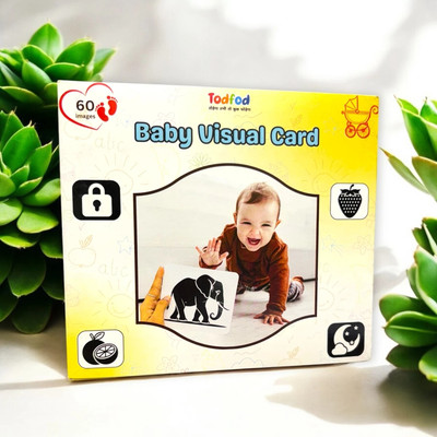 Todfod Baby Visual Card set of 60 High contrast picture for visual development of child(White, Black)