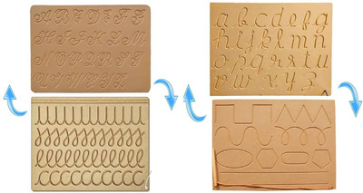 REWASHREE CRAFT WORLD Kids Wooden Tracing Board Cursive Capital Letters & Practice Patterns(Brown)