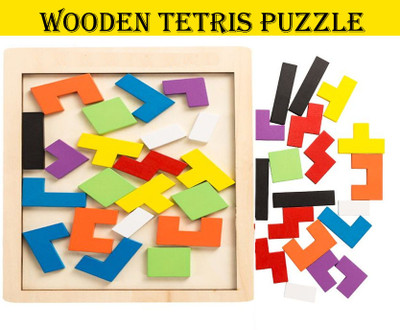 Plus Shine Educational Toys and Games Wooden Tetris Puzzle 3D Shapes Matching Blocks Game(Beige, Multicolor)