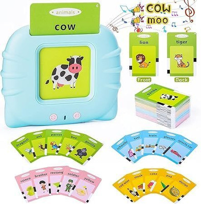 JOMINO Talking Toddler 112 Flash Cards Learning Toys for 2-5Y Old Kids(Blue)