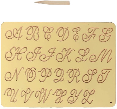 RCW Kids Wooden Cursive ABC Tracing Board Capital Letters Slate with Pencil(Brown)