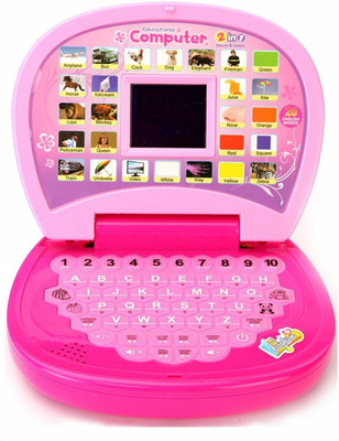 JR CLUB Pink LED educational computer laptop ABC & 123 learning toy for kids toddler(Multicolor)
