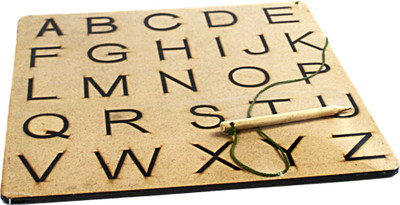 Techny Birds Wooden Capital Alphabet Writing Practice Tracing Board, ABC Tracing Slate(Brown)