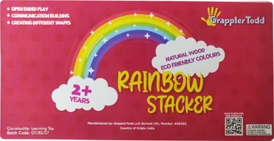 Grapplertodd 7 Piece Rainbow Stacker | Fun Wooden Stacking and Plugging Toy for Toddlers(Multicolor)